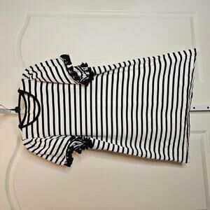 Kate Spade Black & White Striped Dress with Ruffle Sleeves